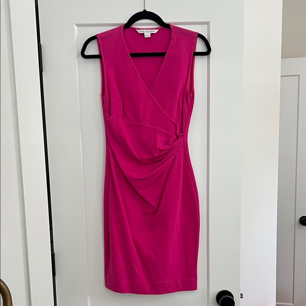 Diane Von Furstenberg Fuchsia Wrap Midi Dress